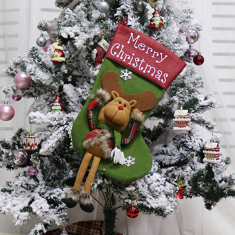 2026 New Year Christmas Stockings Set – 3D Plush Big Socks & Tree Pendant Decorations