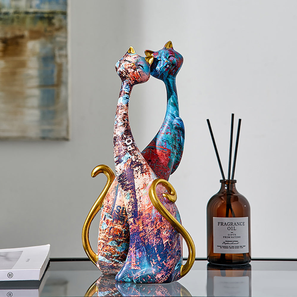 Kitty Ornaments – Artistic Resin Cat Figurines for Home Living Room Décor