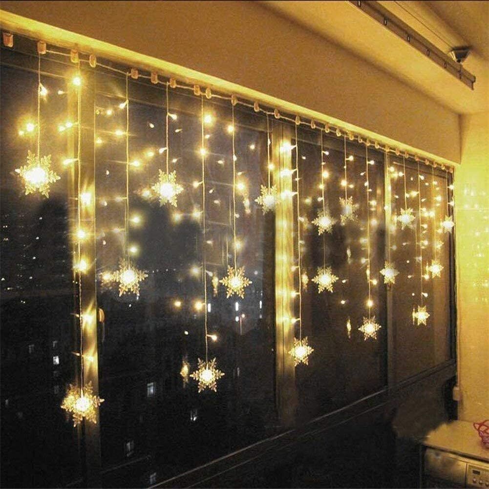 LED Snowflake Fairy Lights Curtain – Window Christmas Party Wedding Decoration | Pixel & Parcel Co.