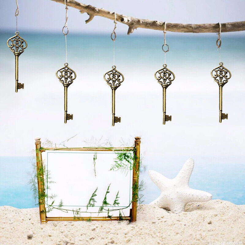 50pcs Santa Keys Charms – Tibetan Silver Christmas Skeleton Pendant Set