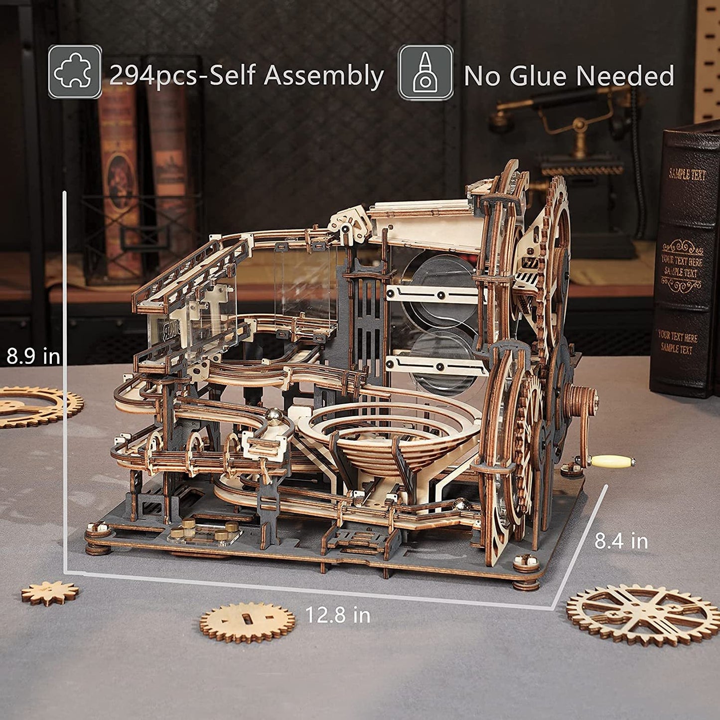 Robotime ROKR Marble Night City – 3D Wooden Puzzle Waterwheel Model Kit