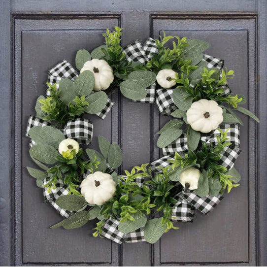 40cm Handmade Harvest Pumpkin Wreath – Thanksgiving & Christmas Decoration