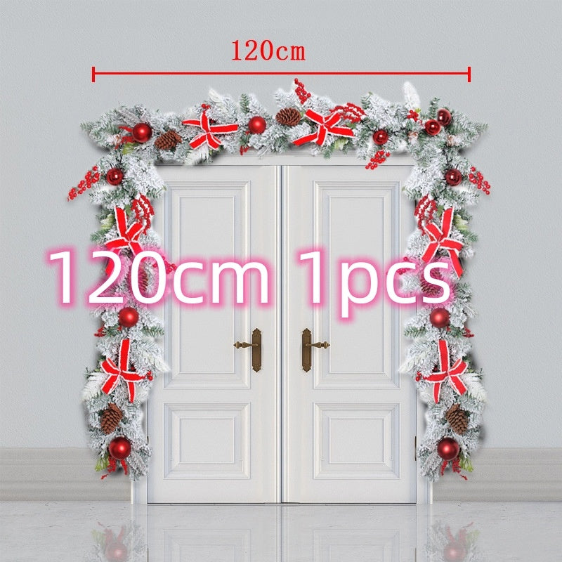 New Red Flocking Christmas Wreath & Rattan Garland – Outdoor Door Hanging Decoration | Pixel & Parcel Co.
