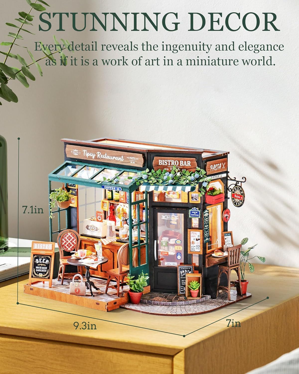 Rolife DIY Miniature House Kit — Tipsy Restaurant Model Craft for Adults