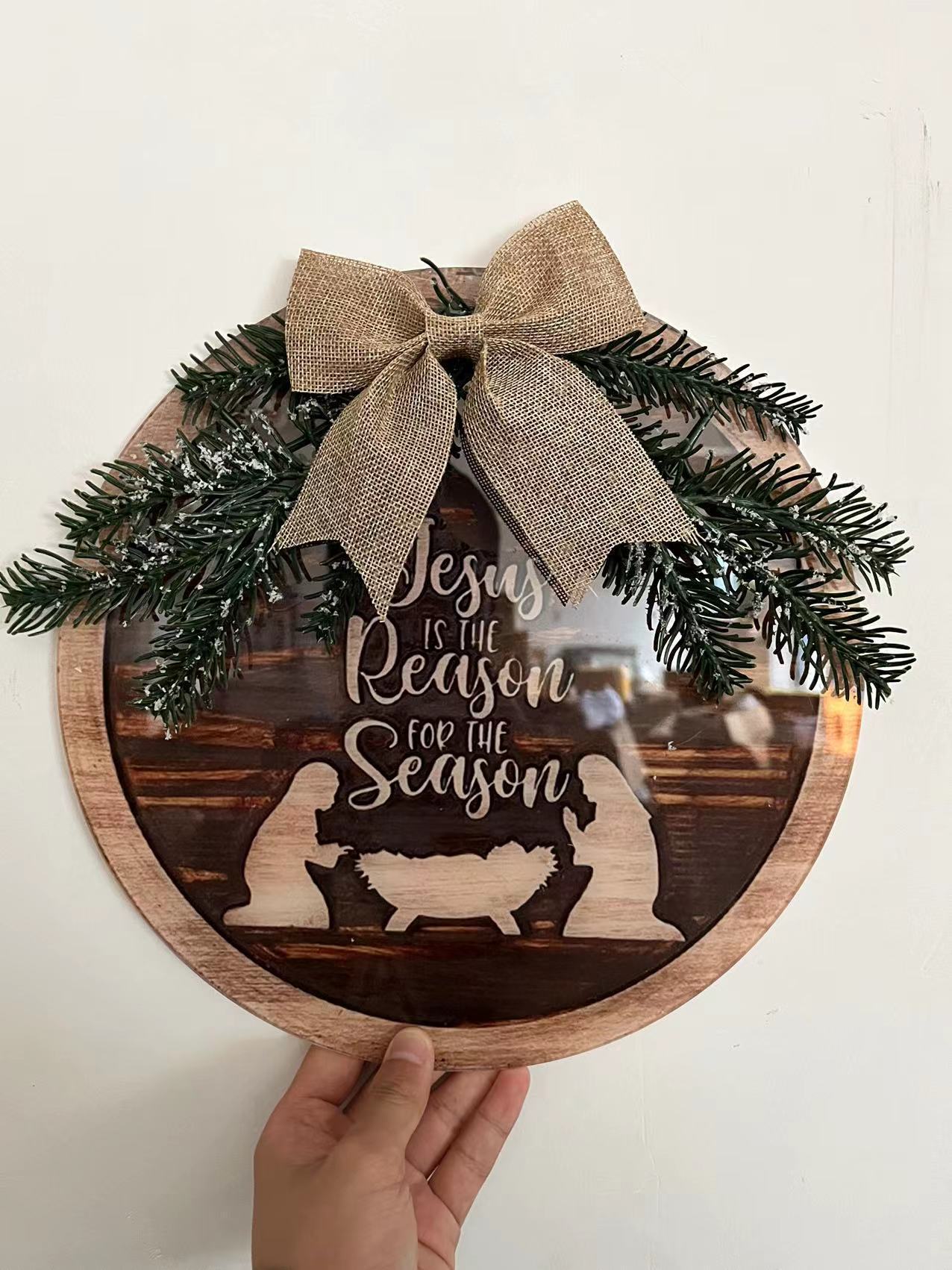 New Christmas Wreath Garden Decoration with House Number Display