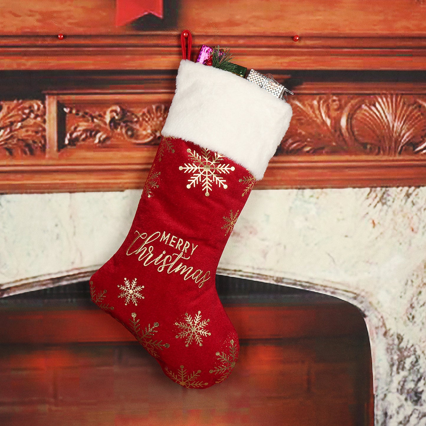 Embroidered Christmas Decorative Stockings – Holiday Candy & Gift Holder