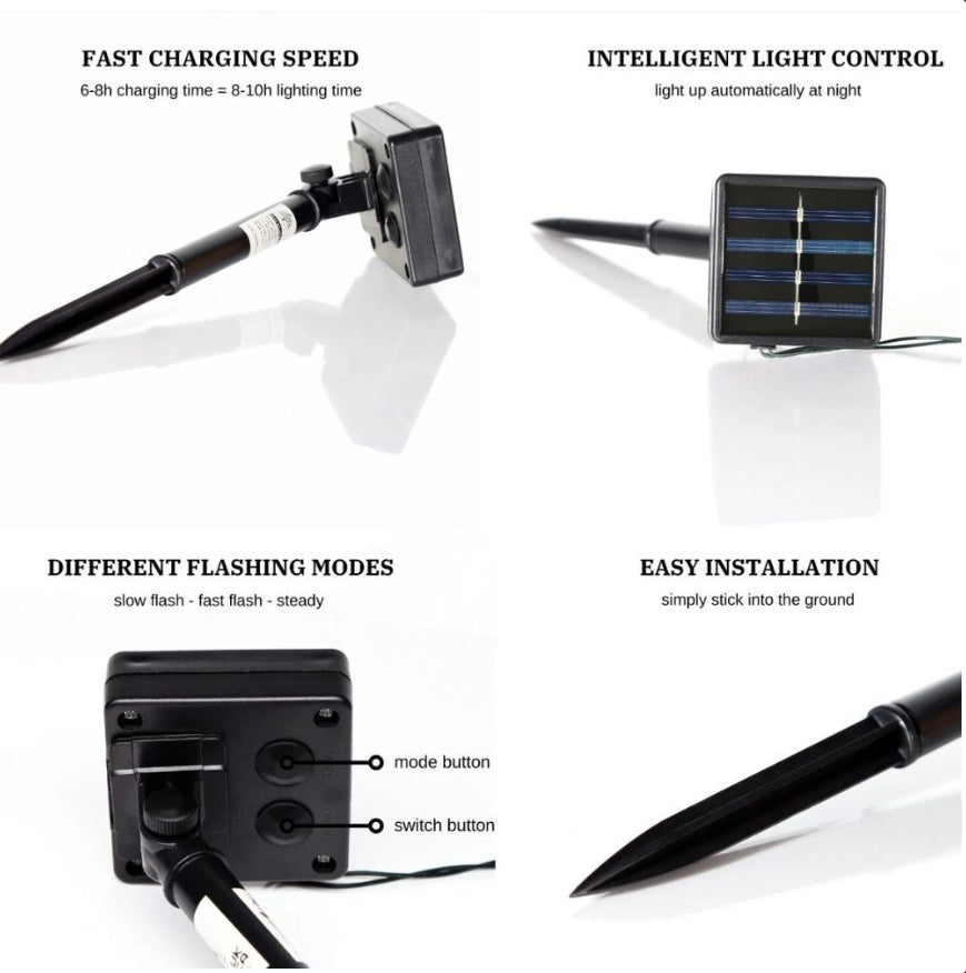 Solar LED Stake Lights – Multi-Coloured 20 Ball Outdoor Garden & Path Lighting