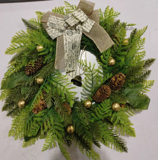 Simulation Christmas Wreath – Animal Farm Pine Cone Door Ring (Handmade Pastoral Style) | Pixel & Parcel Co.
