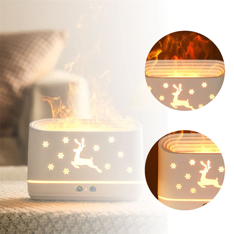 Elk Flame Humidifier Diffuser – Silent Household Atmosphere Lamp, Christmas Home Decoration