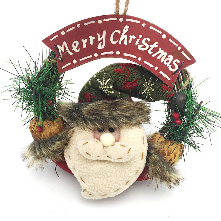 Small Wooden Christmas Wreath – Santa Claus, Snowman & Elk Vine Ring Ornament | Pixel & Parcel Co.