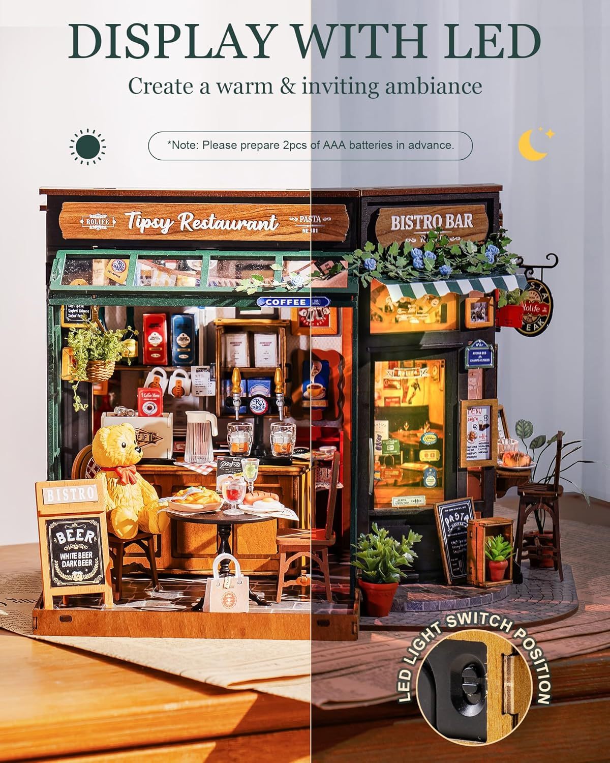 Rolife DIY Miniature House Kit — Tipsy Restaurant Model Craft for Adults