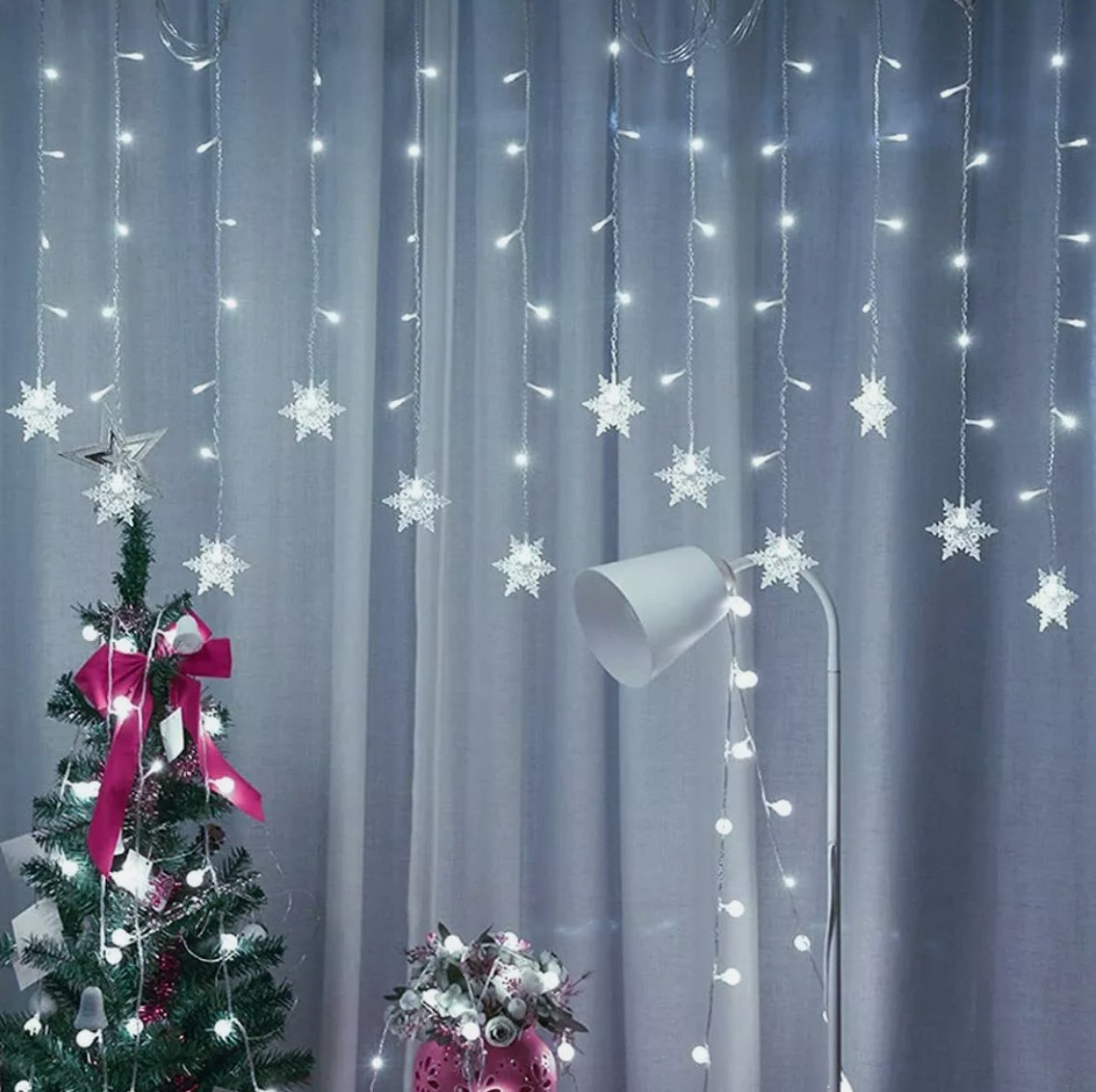 LED Snowflake Fairy Lights Curtain – Window Christmas Party Wedding Decoration | Pixel & Parcel Co.