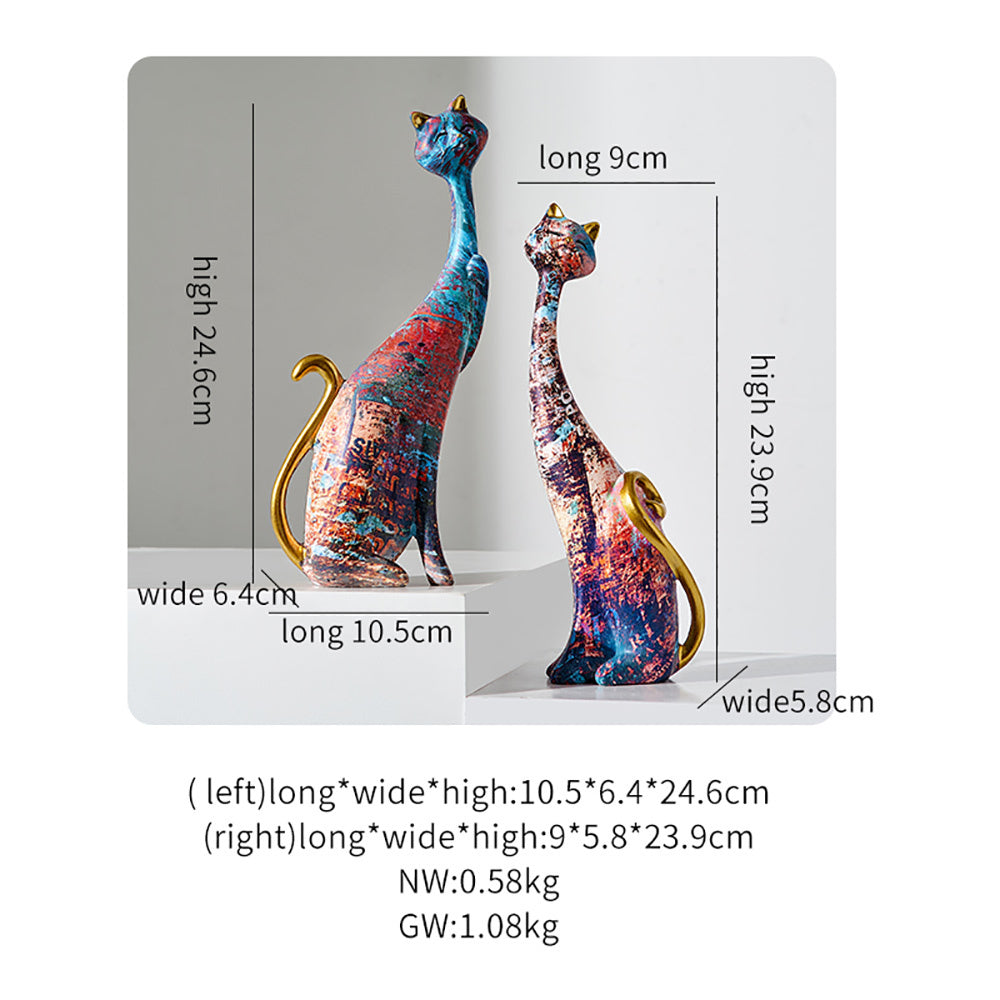 Kitty Ornaments – Artistic Resin Cat Figurines for Home Living Room Décor