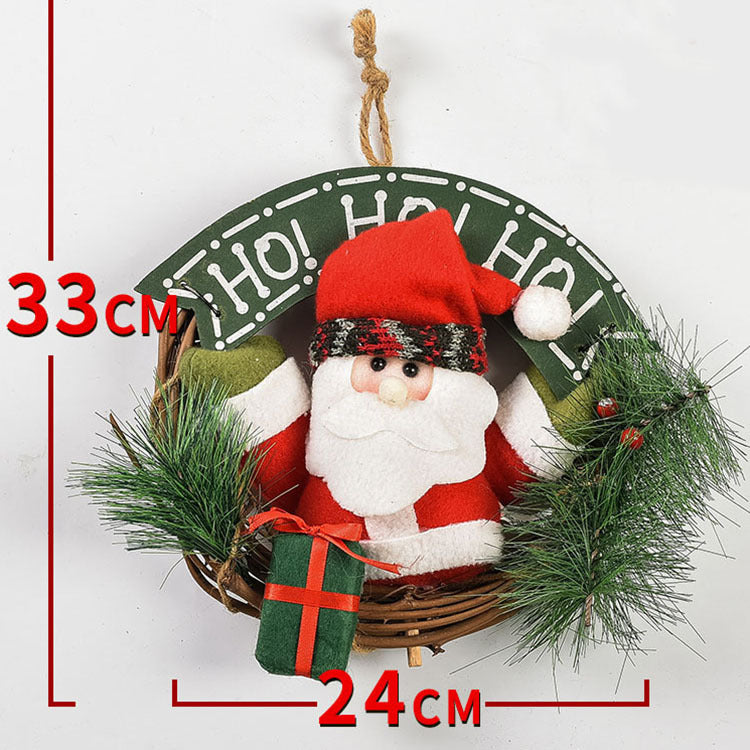 Small Wooden Christmas Wreath – Santa Claus, Snowman & Elk Vine Ring Ornament | Pixel & Parcel Co.