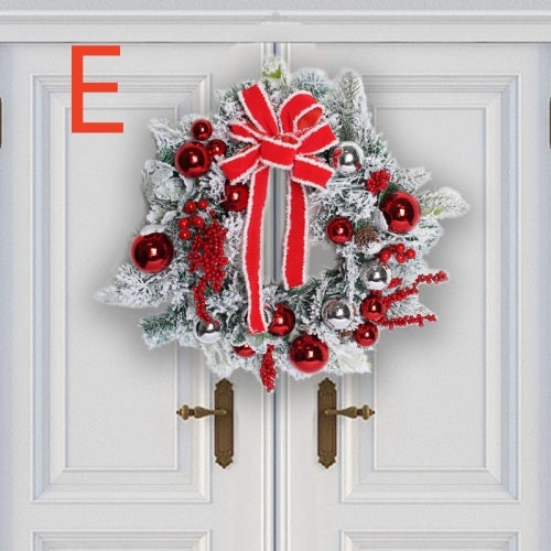 New Red Flocking Christmas Wreath & Rattan Garland – Outdoor Door Hanging Decoration | Pixel & Parcel Co.