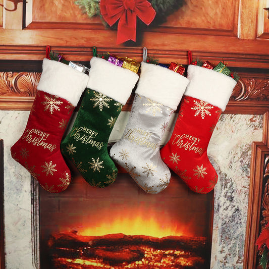 Embroidered Christmas Decorative Stockings – Holiday Candy & Gift Holder