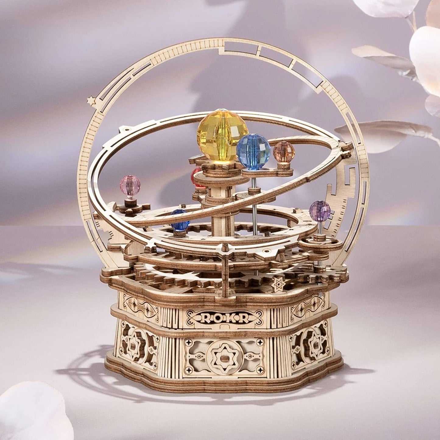 ROKR Rotating Starry Night Mechanical Music Box – 3D Wooden Puzzle Assembly Kit AMK51