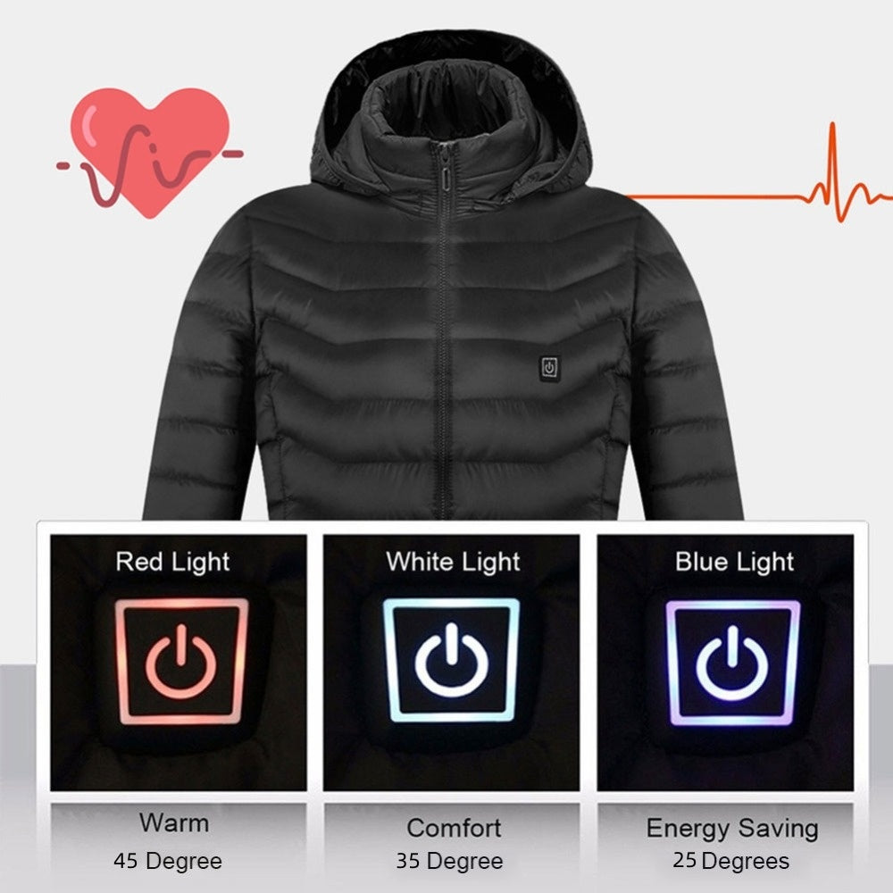 USB Heated Jacket — Men’s Thermal Cotton Coat with Heating Vest