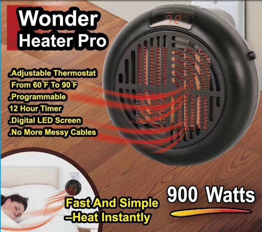 “Mini 400W desktop heater & cooler with 15–32°C thermostat on a work desk”

“Close-up of the temperature control dial showing 15–32°C range”

“Rear/side view of compact personal heater fan, portable design”

“Small space heater in warm mode creating a cosy bedside scene”