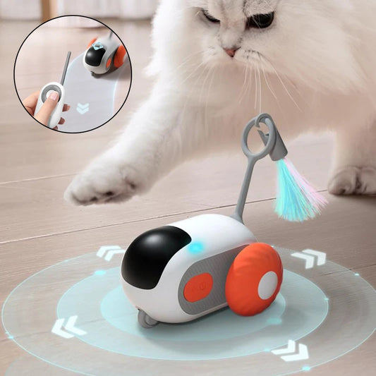 "Remote Control Interactive Cat Car Toy with USB Charging and Automatic Smart Chasing Function"