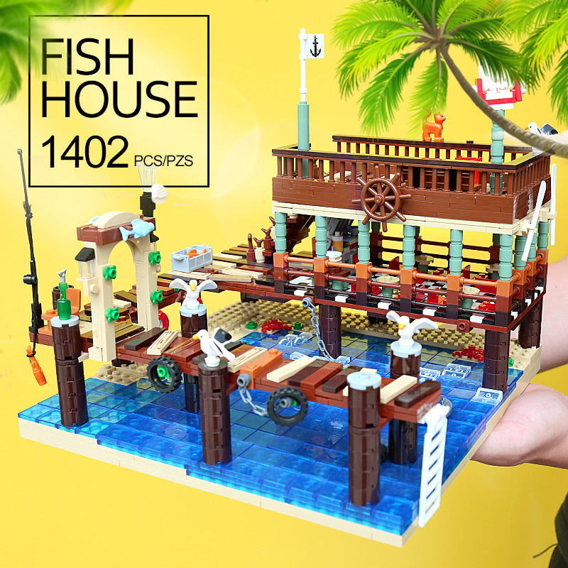 Blocks & Bricks Old Fishing House Series – Captain’s Wharf Toy Set for Kids Christmas Gifts