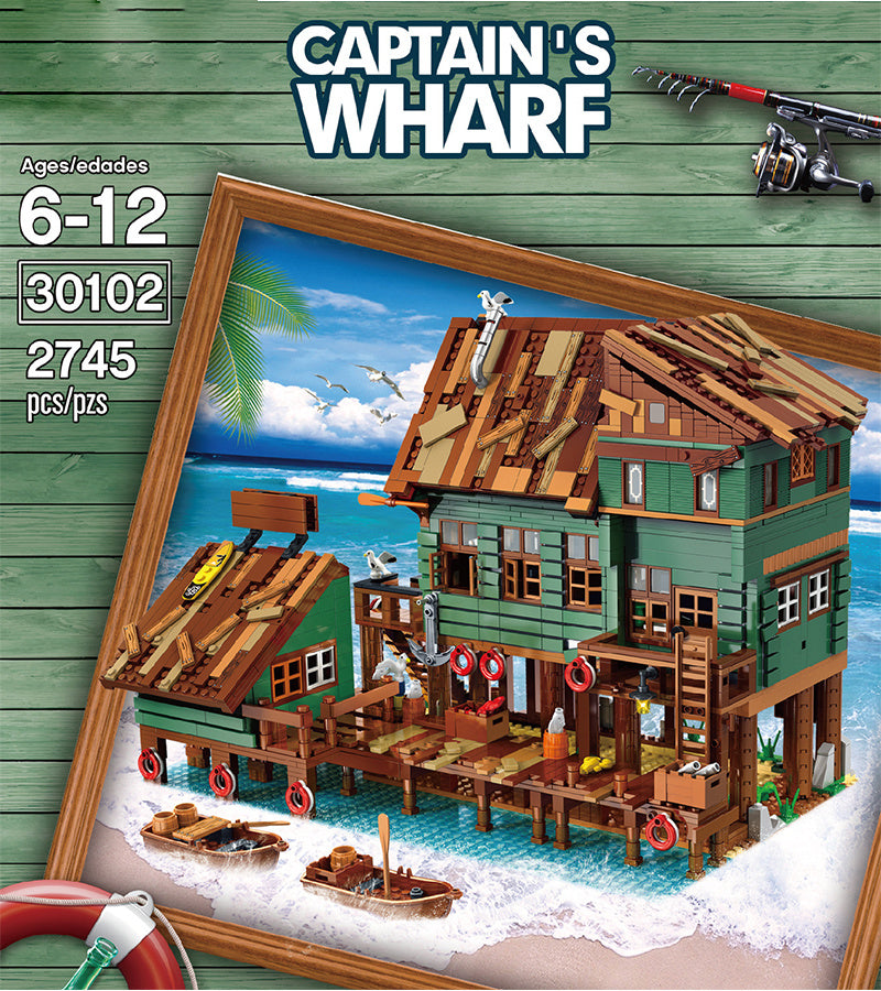Blocks & Bricks Old Fishing House Series – Captain’s Wharf Toy Set for Kids Christmas Gifts