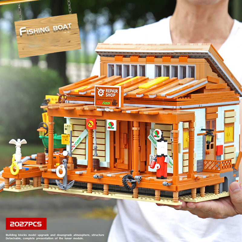 Blocks & Bricks Old Fishing House Series – Captain’s Wharf Toy Set for Kids Christmas Gifts