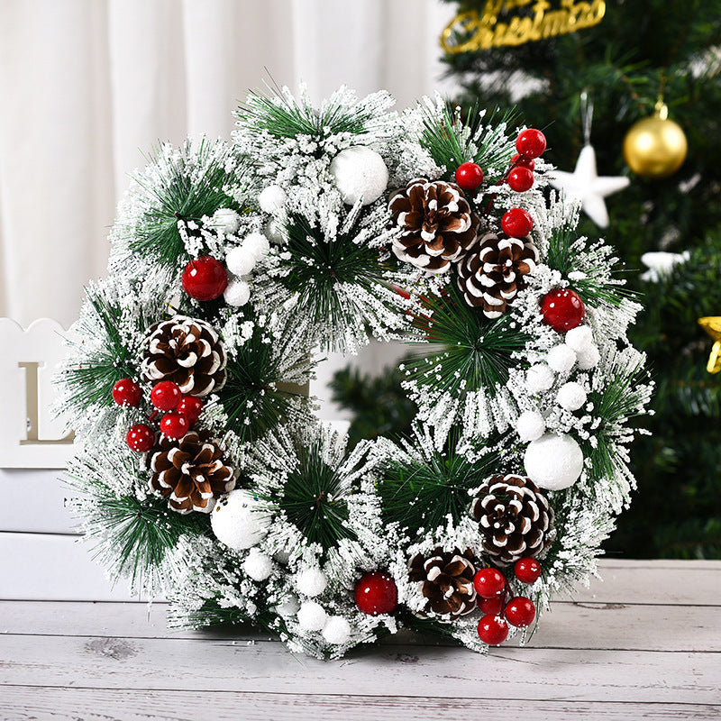 Christmas Artificial Pinecone & Red Berries Wreath – Front Door & Window Decoration