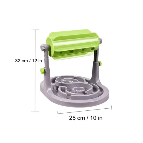 Interactive Pet Food Bowl – Puppy Slow Feeder Puzzle Toy with Rotating Top & No-Slip Base