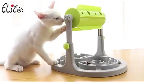 Interactive Pet Food Bowl – Puppy Slow Feeder Puzzle Toy with Rotating Top & No-Slip Base