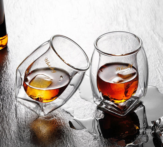 “Handmade Double-Walled Borosilicate Whiskey Glass – Unique 180ml Crystal Cup”