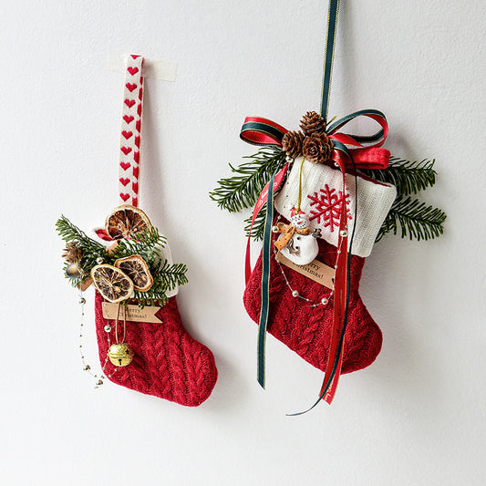 Knitted Christmas Stockings – Festive Holiday Decoration for Home & Scene Layout