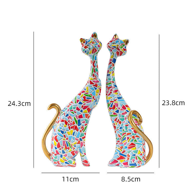 Kitty Ornaments – Artistic Resin Cat Figurines for Home Living Room Décor