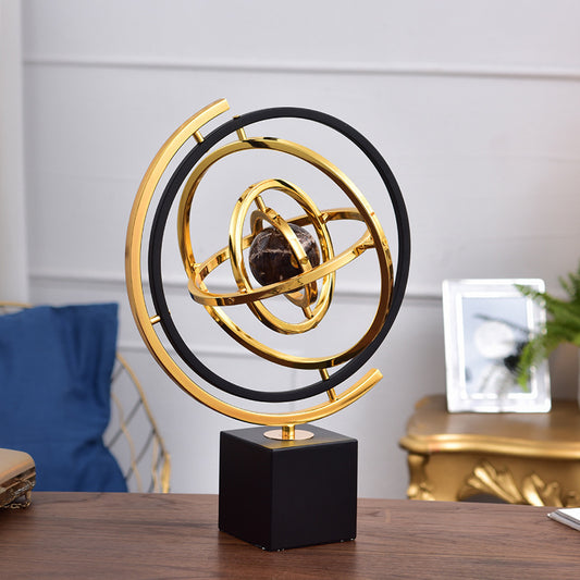 Office Globe Decoration – Iron Geometric Desk & Living Room Ornament