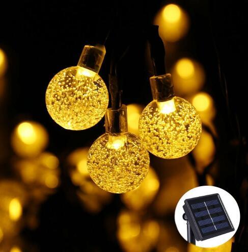 Crystal solar LED string lights for outdoor Christmas garden decoration
