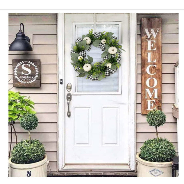 40cm Handmade Harvest Pumpkin Wreath – Thanksgiving & Christmas Decoration