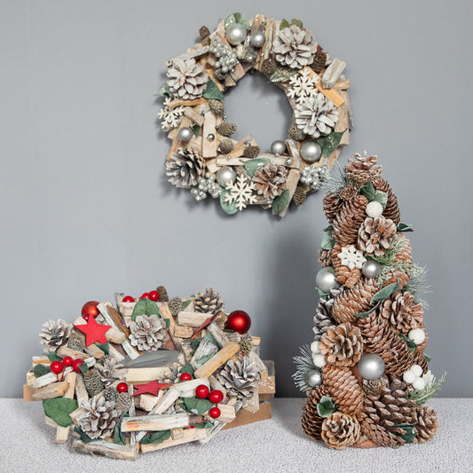 Nordic Porvoo Christmas Garland & Tree – Silver & Red festive holiday decorations by Pixel & Parcel Co. UK