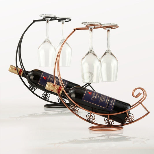 “European stainless steel wine glass rack – countertop wine holder and display stand”