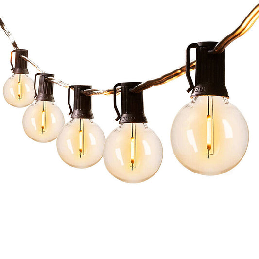 25-50FT Outdoor Festoon Globe String Fairy Lights with G40 Bulbs – Garden, Wedding & Home Decoration