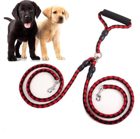 “Double-Ended Dog Leash with Collar – One Plus Two Traction Rope for Walking Dogs”