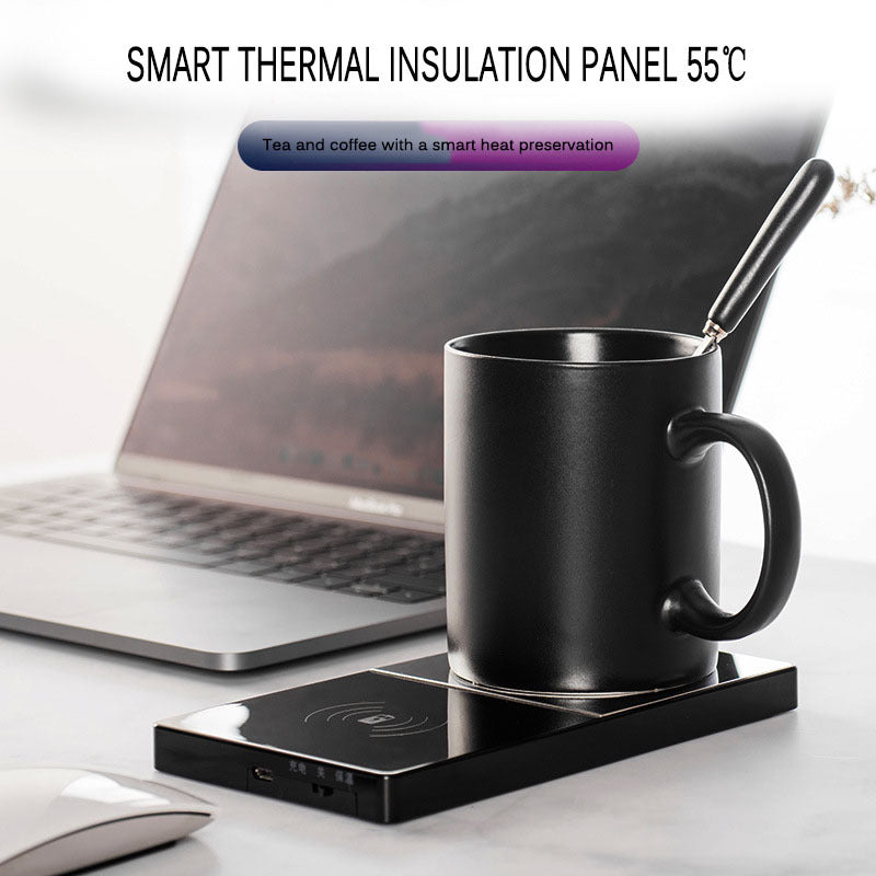 2 in 1 Electric Mug Cup Warmer & Wireless Charger – Coffee Milk Heater for Home Office