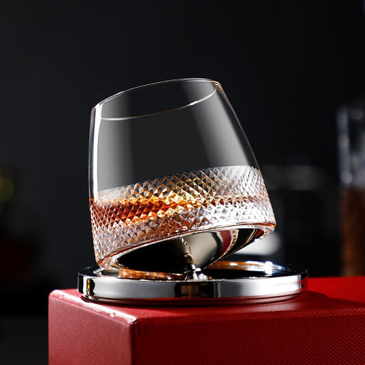 “Rotating Whiskey Glass – Transparent Fashion Household Crystal Cup 325ml”