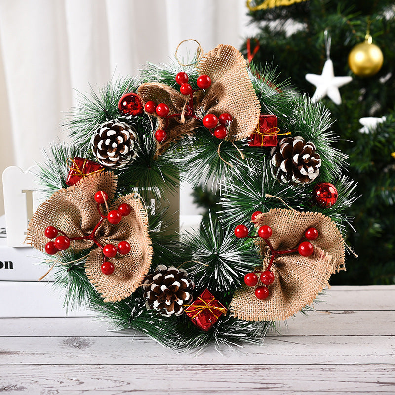 Christmas Artificial Pinecone & Red Berries Wreath – Front Door & Window Decoration