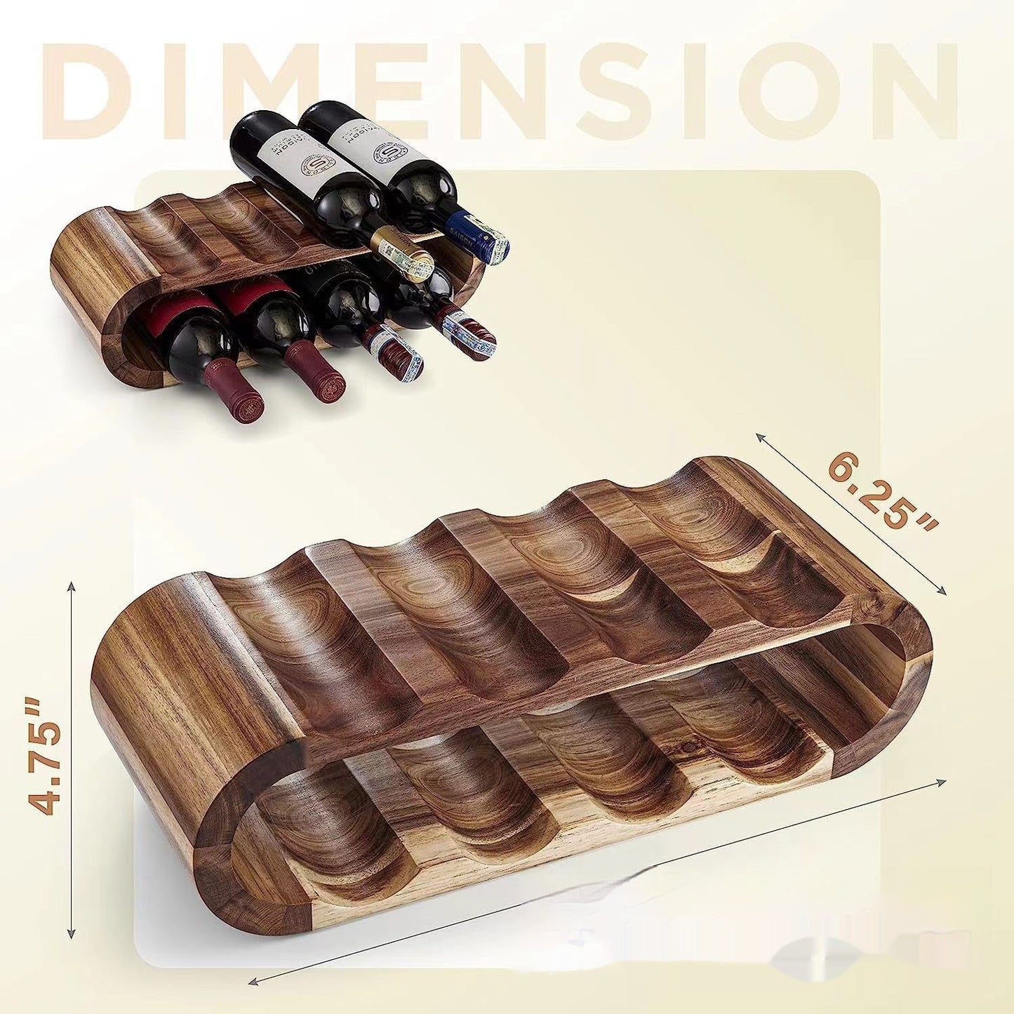 Wooden Double-Layer Wine Rack – Solid Wood Desktop Display Ornament