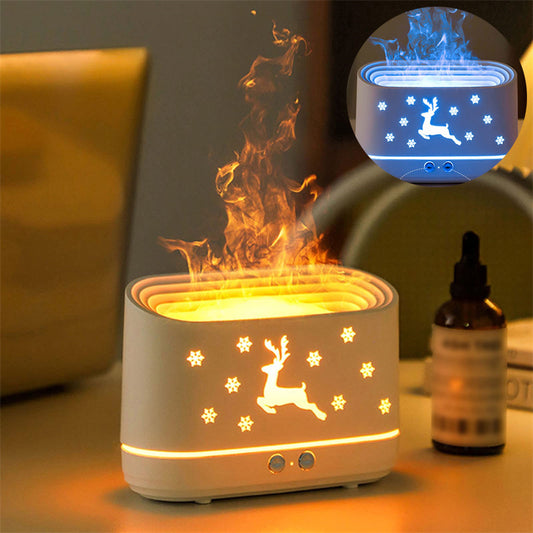 Elk Flame Humidifier Diffuser – Silent Atmosphere Lamp for Christmas Home Decoration