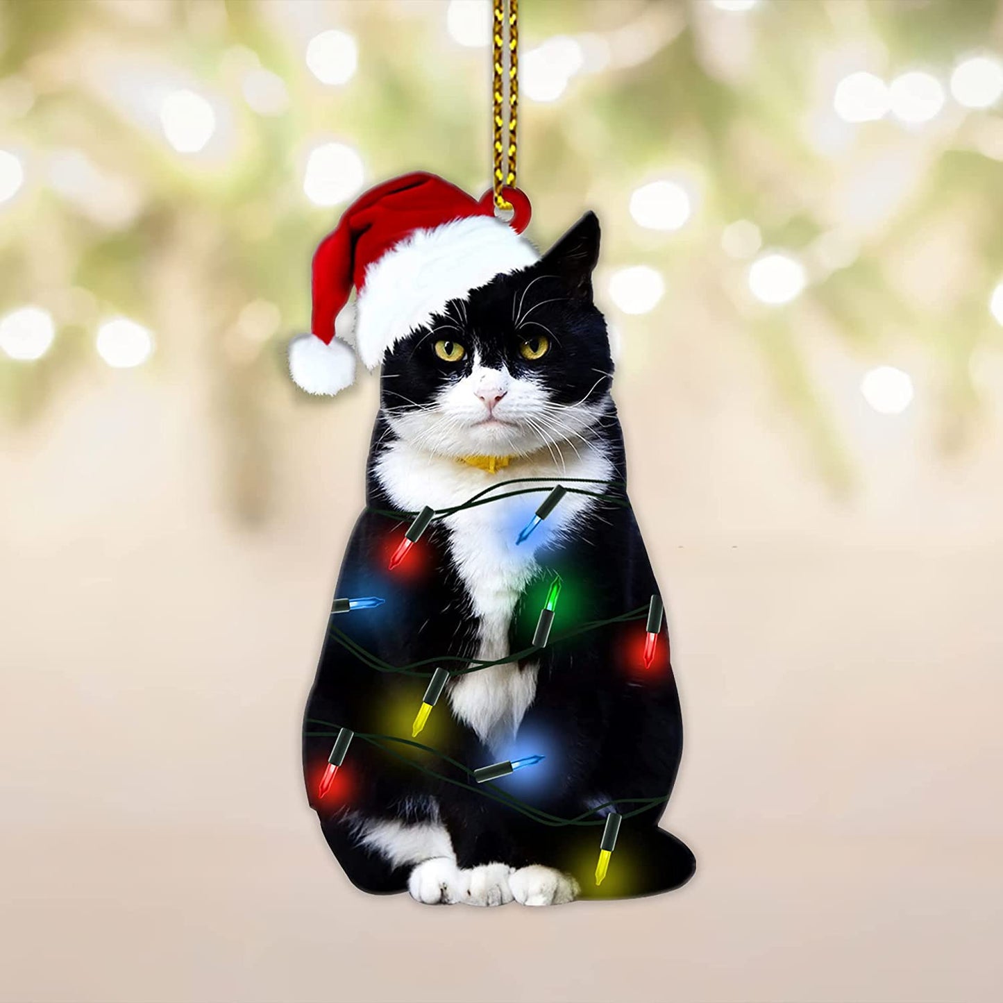 Black Cat Christmas Ornaments – Acrylic Double-Sided Printed Decorations for Holiday Décor