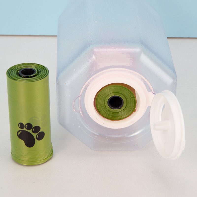 Portable 3-in-1 Pet Water Bottle & Food Feeder with Poop Bag Dispenser – Leak-Proof Dog & Cat Travel Bottle