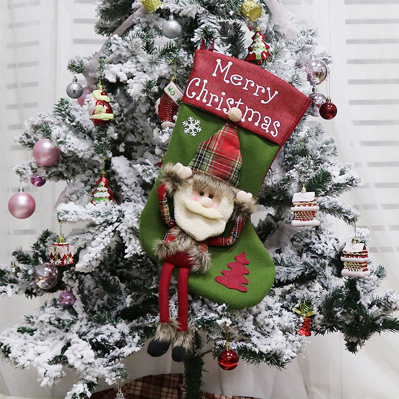 2026 New Year Christmas Stockings Set – 3D Plush Big Socks & Tree Pendant Decorations