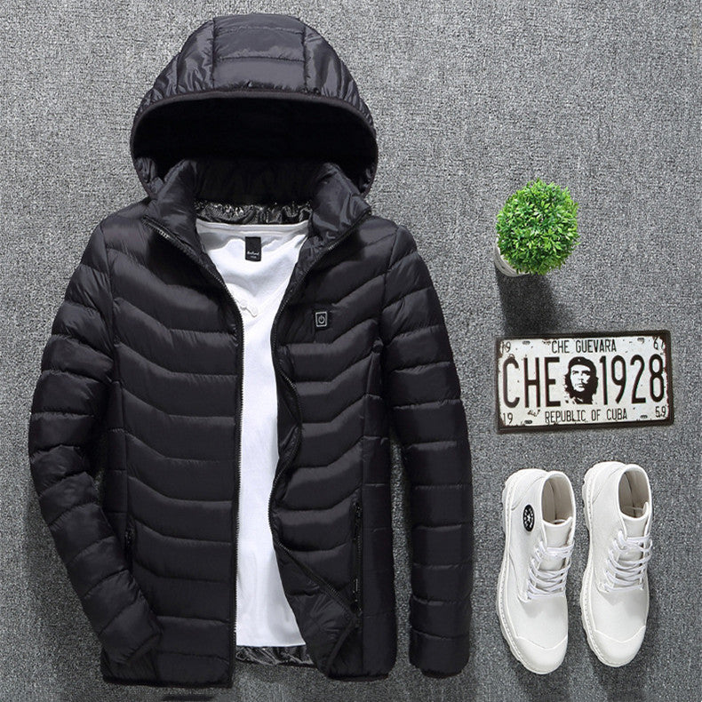USB Heated Jacket — Men’s Thermal Cotton Coat with Heating Vest