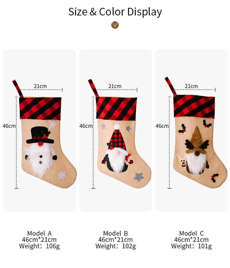 Red & Black Plaid Christmas Window Pendant – Embroidered Cloth Decoration | Pixel & Parcel Co.